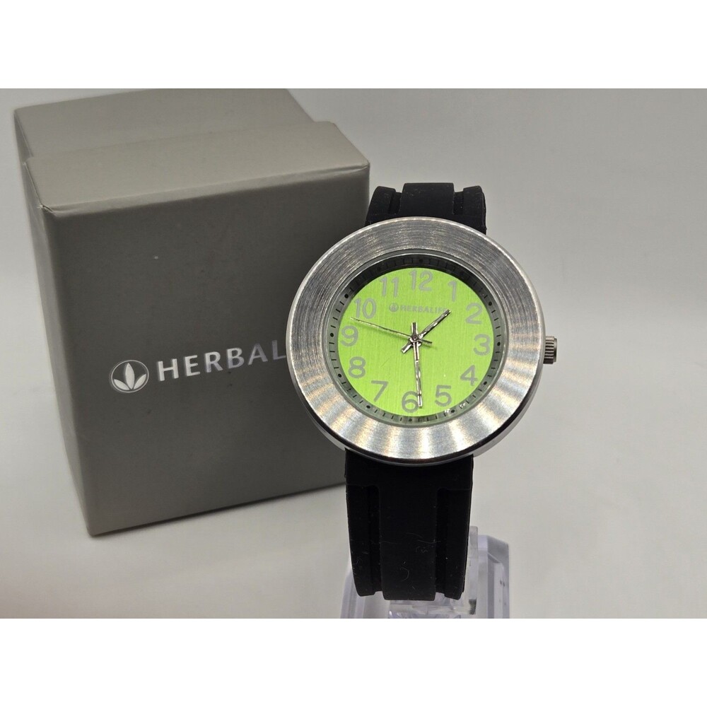 NIB Herbalife Quartz Analog Wristwatch White Dial White Strap Silver Case w/ Box
